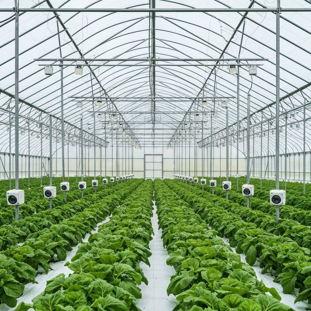 AI crop health monitoring with camera technology in greenhouse